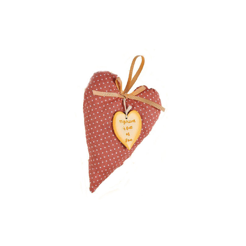 Fabric heart with wooden heart My Doll GW008