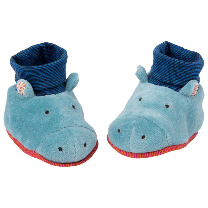Hippo baby booties 0-6 months Moulin Roty 658011