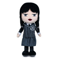 Bambola in peluche Mercoledi Addams con bara H 32cm